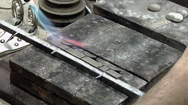 Metal Plaque Being Soldered on Mate Gourd Rim, Buenos Aires, Argentina - 4K