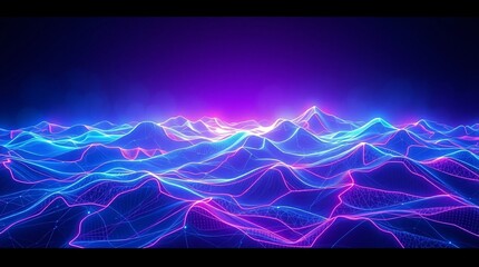 Dark Abstract Background with Energetic Pink and Violet Waves.