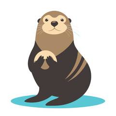 flat sea otter vector clean minimal marine animal
