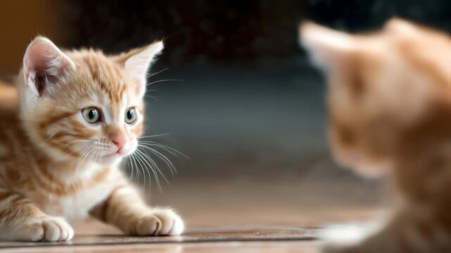 Ginger kitten interaction playful animal communication