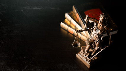 Lady justice. Statue of Justice in library