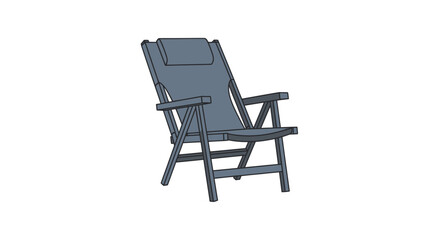 A Comfortable Blue Folding Lounge Chair with Headrest.