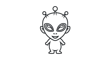 Cute cartoon alien character with large eyes and antennae.