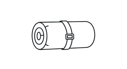 Rolled sleeping mat with strap and buckle for camping.