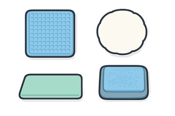 Sticker style icons of various sushi ingredients and preparation components