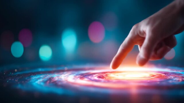 Finger touch point of light interaction concept