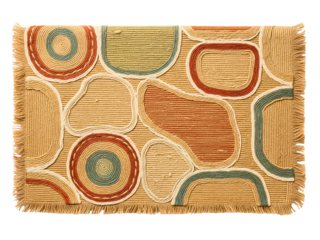 Woven rug with an abstract geometric pattern on a transparent background