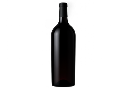Bottle of red wine on a transparent background, ready for product branding and packaging design mockup