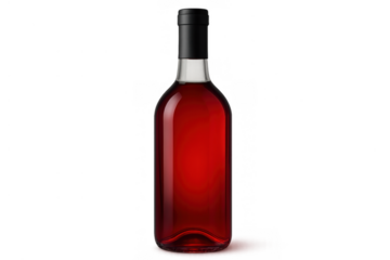 Rosé wine bottle with dark cap on transparent background for refreshing drink and celebration concepts