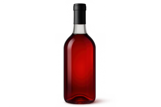 Rosé wine bottle with dark cap on transparent background for refreshing drink and celebration concepts
