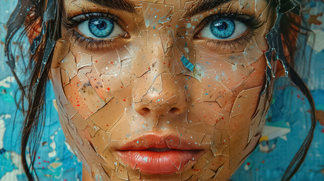 Abstract modern art collage portrait