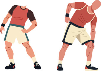 Retro Athlete Morning Routine Flat Vector Illustration