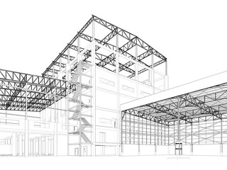 Fototapeta premium 3D illustration of industrial project