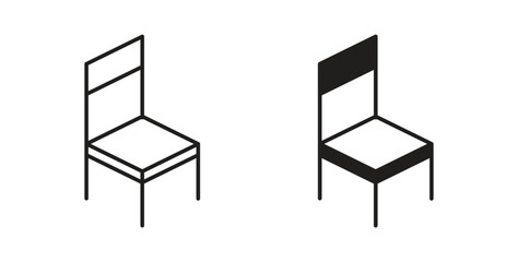 Chair icon glyph and line set thin line symbol concept.