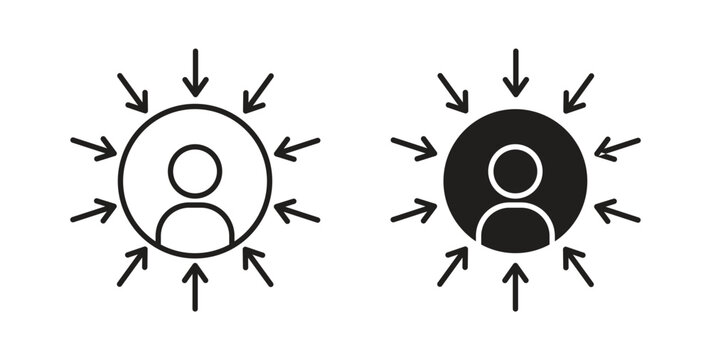 Centric consumer icon glyph and line set thin line symbol concept.