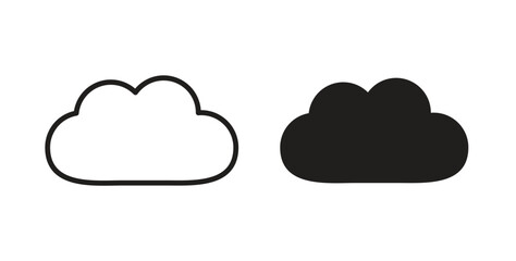 Cloud icon glyph and line set thin line symbol concept.