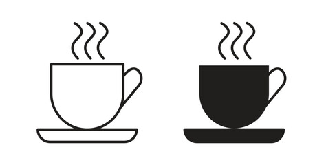 Coffee icon glyph and line set thin line symbol concept.