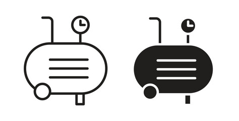 Compressor icon glyph and line set thin line symbol concept.
