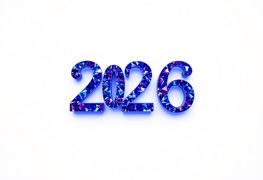 2026 blue ruby text effect isolated on a white background, New Year Background banner