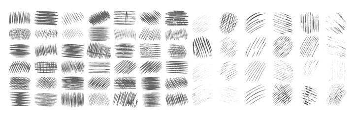 Doodle hand drawn hatching texture lines set.  Line crosshatch patterns, cross hatch texture vintage hand drawn. messy black crayon line. decorative signature, bold pencil sketch texture.