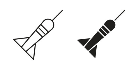 Dart icon glyph and line set thin line symbol concept.