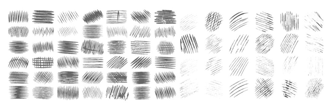 Doodle hand drawn hatching texture lines set.  Line crosshatch patterns, cross hatch texture vintage hand drawn. messy black crayon line. decorative signature, bold pencil sketch texture.