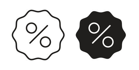 Discount icon glyph and line set thin line symbol concept.
