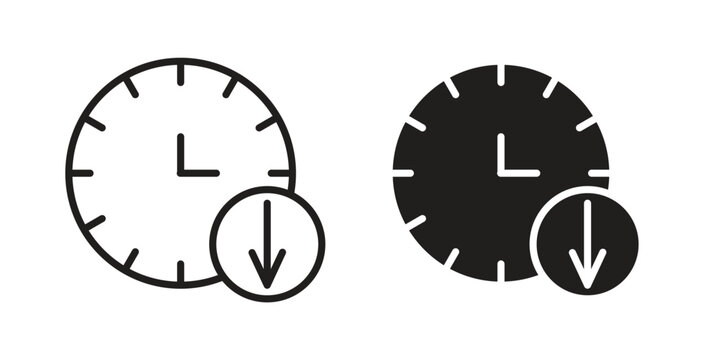 Down time icon glyph and line set thin line symbol concept.