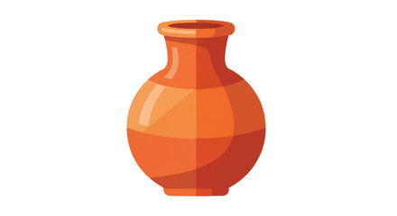 Simple Orange Clay Vase with Narrow Neck and Round Body.