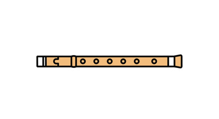 Simple Cartoon Illustration of a Wooden Recorder Flute.