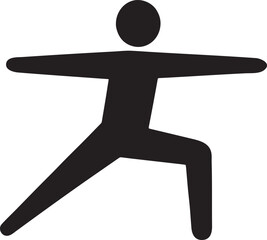 Minimal yoga pose silhouette icon in bold vector style, perfect for wellness and fitness design.
