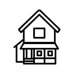 シンプルラインの家のモノクロアイコン04