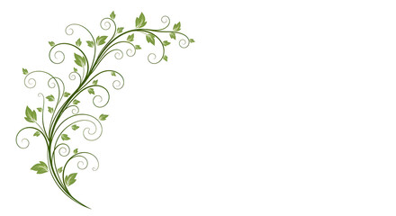 Elegant Green Leaf Swirl Corner Border Vector | Decorative Botanical Frame Design

