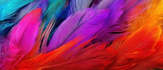 Feather background with colorful bird elements, designed for nature themes, promotions, and graphic illustrations.