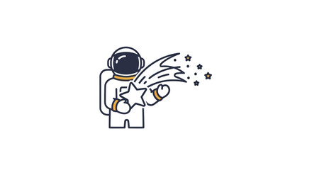 Astronaut holding a shooting star with a trail of stars.