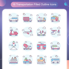 Transportation Filled Outline Style Set 2