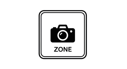 Black Camera Icon Inside White Square Zone Sign.