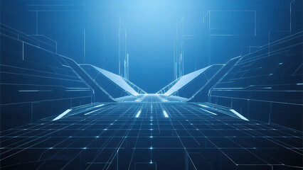 Futuristic digital corridor with glowing lines