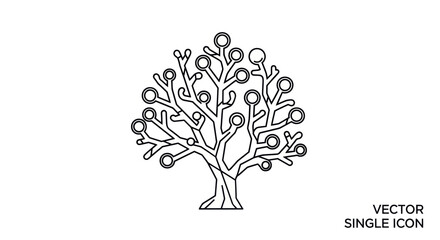 Obraz premium Stylized digital tree with glowing circular nodes on branches.