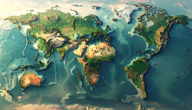 Global Earth Map Detailed View.
