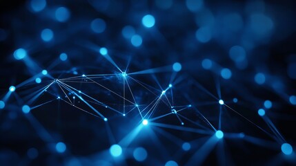 Fototapeta premium Stunning abstract digital network with glowing nodes and connections, representing futuristic technology and global communication.