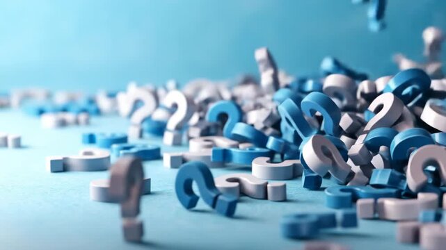 Question mark symbol overload blue tone uncertainties and choices conceptual idea
