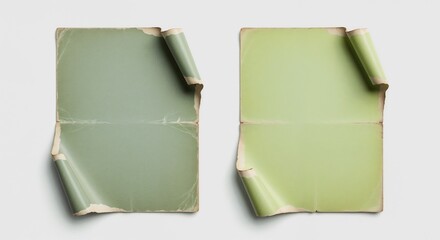 Aged green paper texture background set