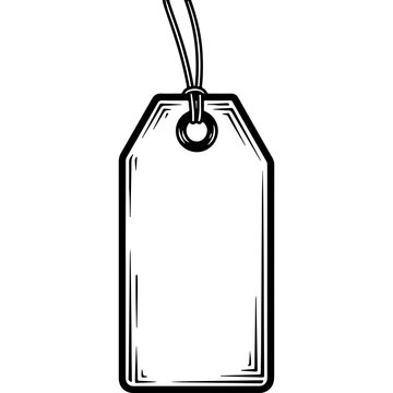 Vintage Woodcut Style Blank Tag Vector Asset with String for Christmas Labels, Gift Tags & Design Elements