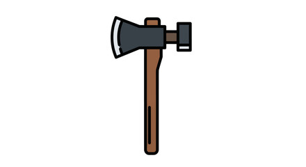 Cartoon Axe with Brown Wooden Handle and Black Metal Head.