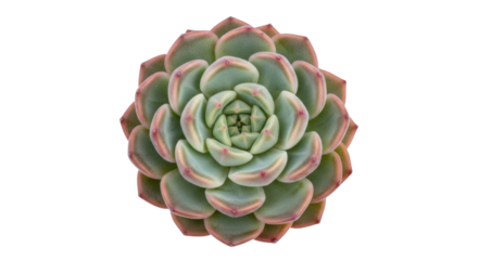 Isolated rosette succulent plant with tightly packed petals and delicate coloration, beauty