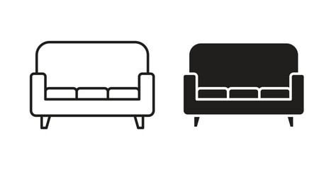 Couch icon in doodle and stroke style.