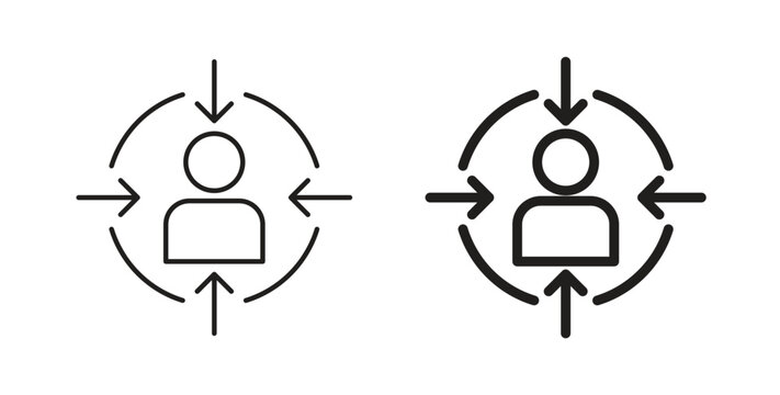Customer centricity icon in doodle and stroke style.