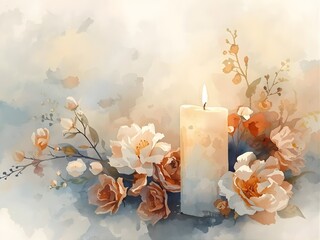 Warm candlelight and delicate floral arrangement create a peaceful and serene ambiance, perfect for mindfulness practices or adding a touch of elegance to your space