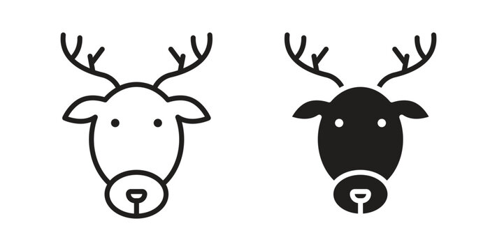 Deer rudolph icon in doodle and stroke style.
